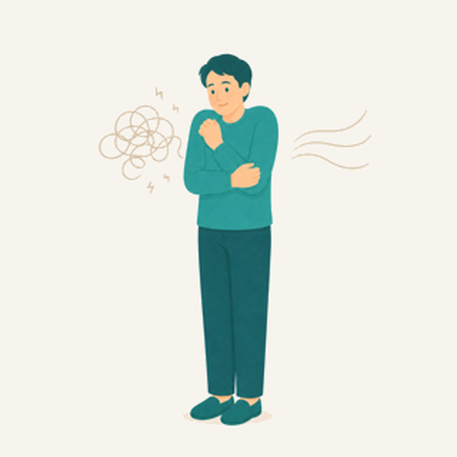 ストレスで身体がこわばる方のイラスト